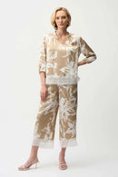 Mandarin Collar Floral Top - Beige & Vanilla