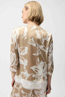 Mandarin Collar Floral Top - Beige & Vanilla