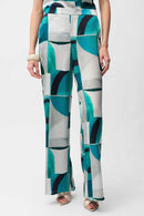 Geometric Print Wide Trouser - Green/multi