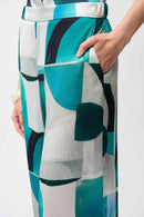 Geometric Print Wide Trouser - Green/multi