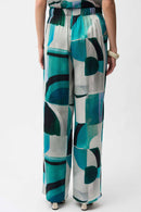 Geometric Print Wide Trouser - Green/multi
