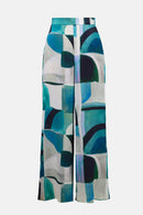 Geometric Print Wide Trouser - Green/multi