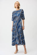Stripe Print Dress - Blue/vanilla