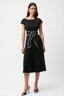 Colour Block Sash Dress - Black/moonstone