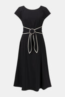 Colour Block Sash Dress - Black/moonstone