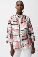 Abstract Print Boxy Jacket - Vanilla Multi