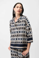 Geometric Print Boxy Top - Midnight Blue/multi