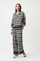Geometric Print Boxy Top - Midnight Blue/multi
