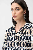 Geometric Print Boxy Top - Midnight Blue/multi
