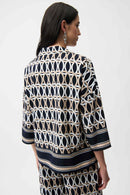 Geometric Print Boxy Top - Midnight Blue/multi