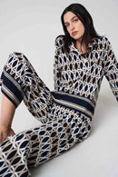 Geometric Print Boxy Top - Midnight Blue/multi