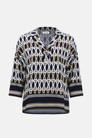 Geometric Print Boxy Top - Midnight Blue/multi