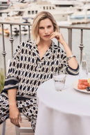 Geometric Print Boxy Top - Midnight Blue/multi