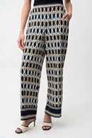 Geometric Print Wide Trouser - Midnight Blue/multi