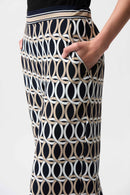 Geometric Print Wide Trouser - Midnight Blue/multi