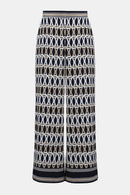 Geometric Print Wide Trouser - Midnight Blue/multi