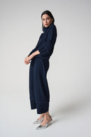 Seersucker Balloon Trouser - Midnight Blue