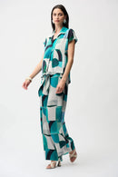 Geometric Print Boxy Top - Green/multi