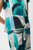Geometric Print Boxy Top - Green/multi