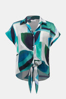 Geometric Print Boxy Top - Green/multi