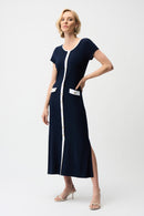 Color Block A-Line Dress - Midnight Blue/vanilla