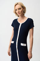 Color Block A-Line Dress - Midnight Blue/vanilla