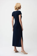 Color Block A-Line Dress - Midnight Blue/vanilla