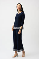 Guipure Hem Fitted Top - Midnight Blue/vanilla
