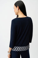 Guipure Hem Fitted Top - Midnight Blue/vanilla