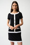 Colour Block Sheath Dress - Black/vanilla