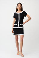 Colour Block Sheath Dress - Black/vanilla