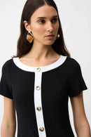 Colour Block Sheath Dress - Black/vanilla