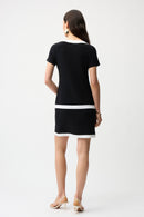 Colour Block Sheath Dress - Black/vanilla