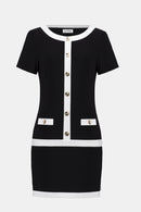 Colour Block Sheath Dress - Black/vanilla