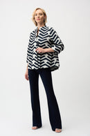 Geometric Jacquard Jacket - Off white/navy