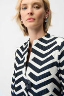 Geometric Jacquard Jacket - Off white/navy