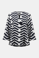 Geometric Jacquard Jacket - Off white/navy