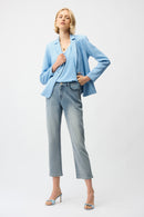 Bouclé Fitted Blazer - Sky Blue
