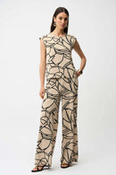 Abstract Print Boxy Top - Beige/black