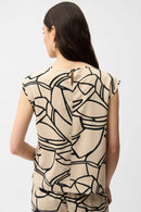 Abstract Print Boxy Top - Beige/black
