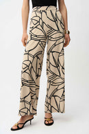  Abstract Print Wide Trouser - Beige/black
