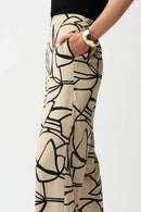  Abstract Print Wide Trouser - Beige/black