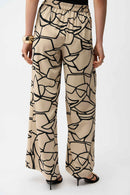  Abstract Print Wide Trouser - Beige/black