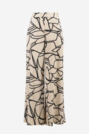  Abstract Print Wide Trouser - Beige/black