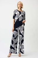 Geometric Print Wide Trouser - Vanilla Multi