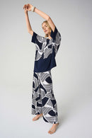 Geometric Print Wide Trouser - Vanilla Multi