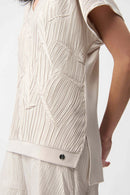 Pleated Satin Boxy Top - Moonstone