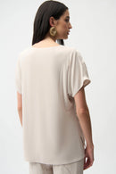 Pleated Satin Boxy Top - Moonstone