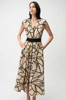 Abstract Print Dress - Beige/black