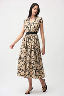 Abstract Print Dress - Beige/black